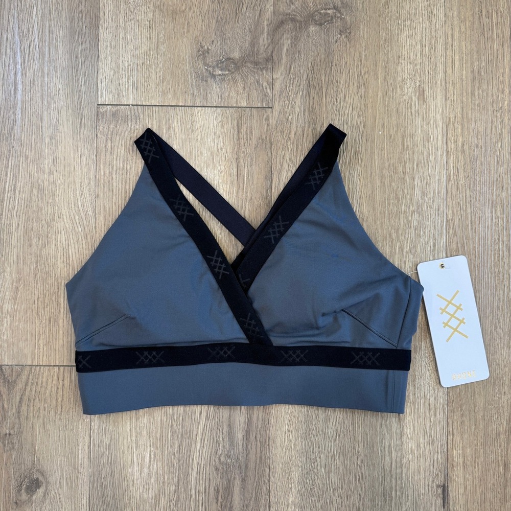 Rhone Banded Hi-Form Bra Blue Slate Gray Small Adjustable Medium Support NWT